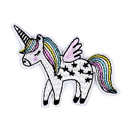 Aufbügler Einhorn, Delphin, Tiger, Katze, Löwe, Hase - weiß - Einhorn, 1 Stück.
