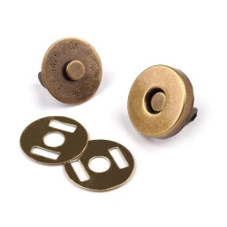 Verschluss magnetisch Ø14 mm , Material Messing, altmessing, 5 Set