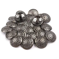Mettalknöpfe filigran Größe 40", Nickel antik, 5 Stück