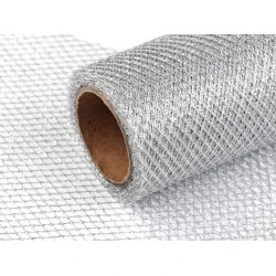 Dekoband / netz mit lurex breite 15 cm - Silber (1 Meter)