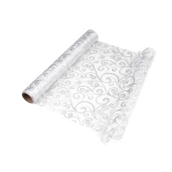 Organza bedruckt breite 36 cm - Weiß (1 Meter)
