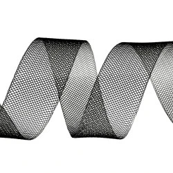 Versteifungsband netzband / tüll fein breite 1,5 cm - Schwarz (20 Meter)
