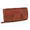 Damen geldbörse aus leder mit blumen - Cognac-braun (1 Stück)