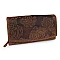 Damen geldbörse aus leder mit blumen - Braun (1 Stück)