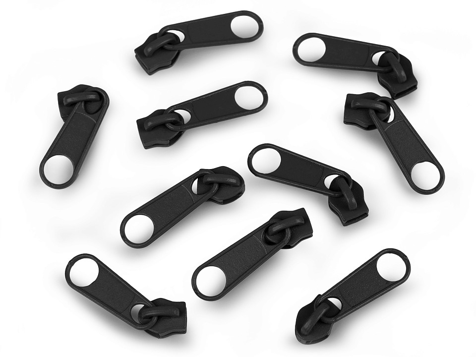 Schieber Zipper zu Spirale Reißverschlüssen 5 mm für Meterware, schwarz