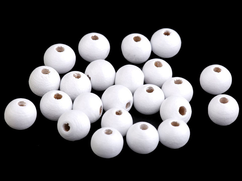 Holzperlen, Ø10 mm (20 g Packung) - Weiß Holzperlen, Ø10 mm (20 g Packung) - Weiß