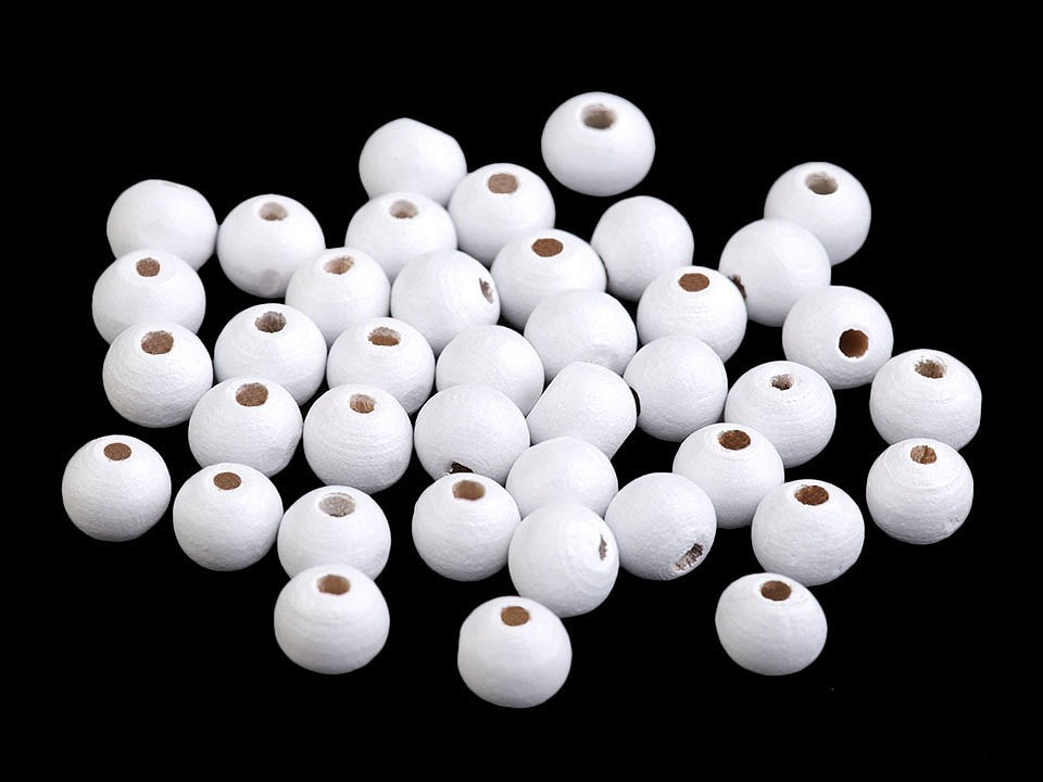 Holzperlen, Ø8 mm (20 g Packung) - Weiß