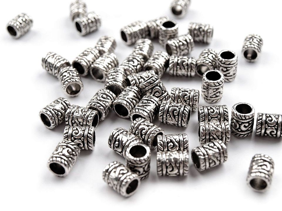 Metallperlen / Schnurköpfe, 6x9 mm (10-teiliges Paket) Metallperlen / Schnurköpfe, 6x9 mm (10-teiliges Paket)