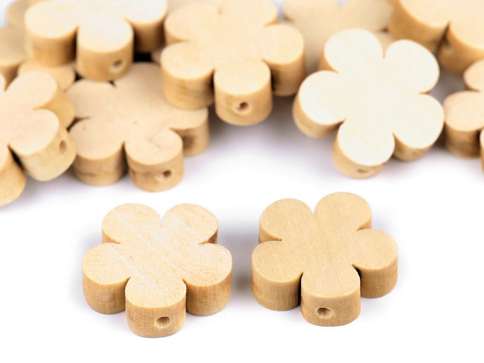 Naturholzperlen, Ø20 mm (Packung 20 Stück) - Blume Naturholzperlen, Ø20 mm (Packung 20 Stück) - Blume