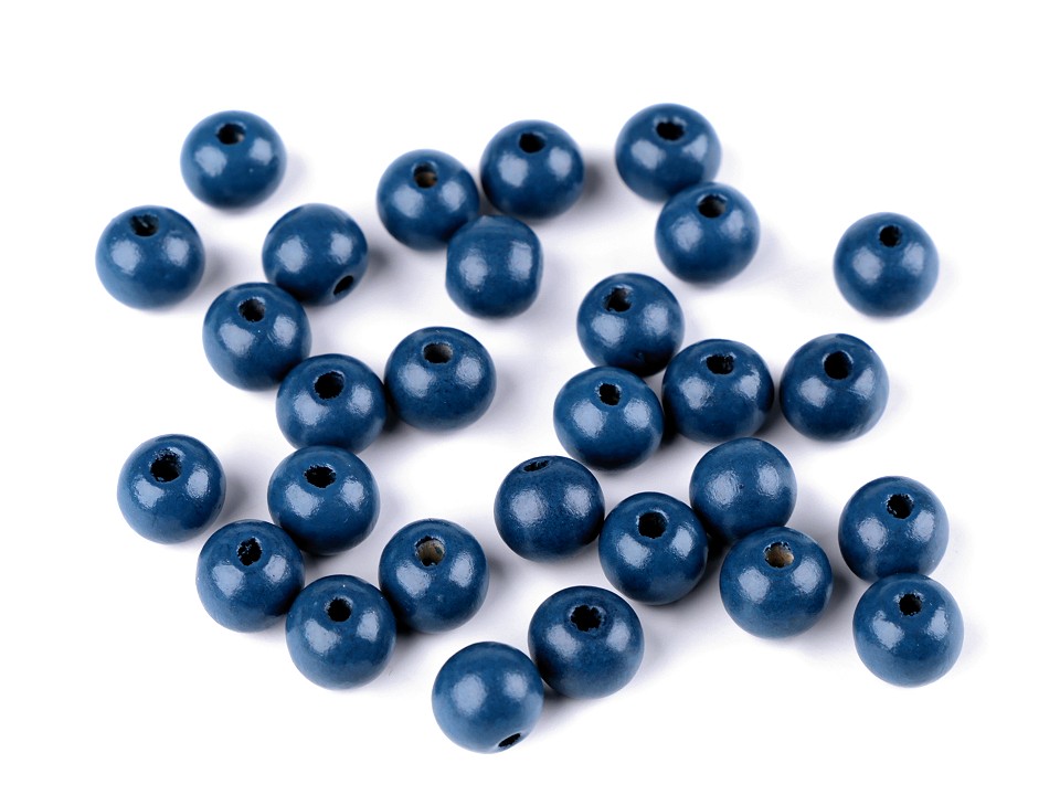 Holzperlen, Ø10 mm (Pack 20 g) - Blaue Delta Holzperlen, Ø10 mm (Pack 20 g) - Blaue Delta