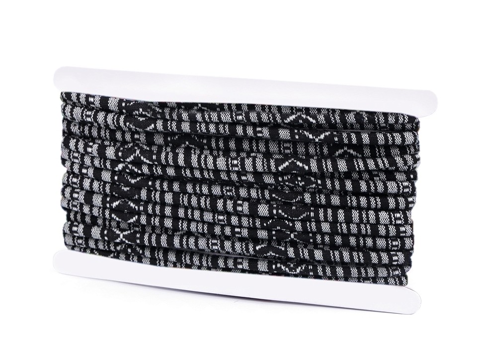 Schnur / Kordel mit Füllung Indianer Motiv Ø6 mm (Meterware) - schwarz Schnur / Kordel mit Füllung Indianer Motiv Ø6 mm (Meterware) - schwarz