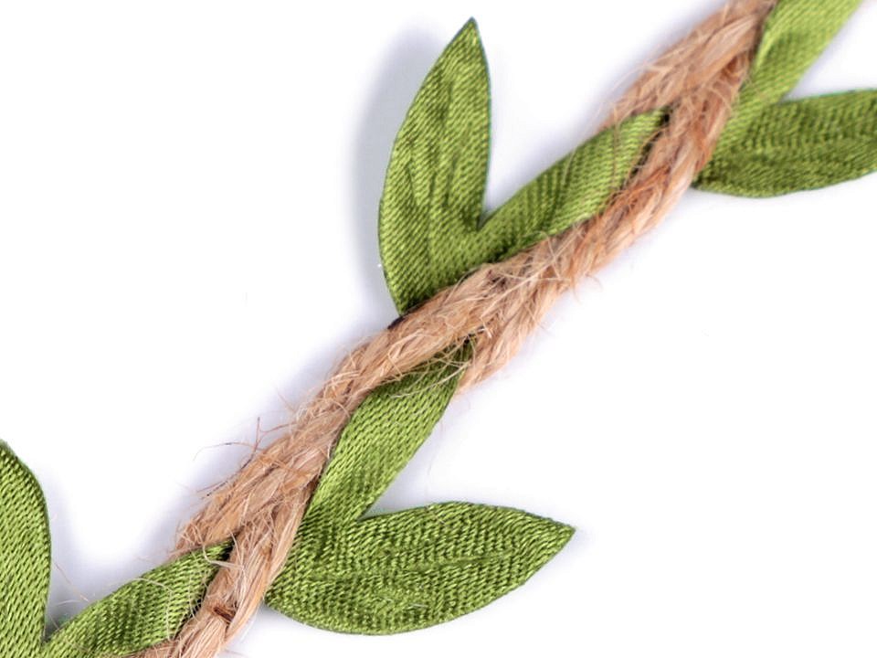 Jute Schnur mit Blätter Breite 25 mm (karte 10 m) Jute Schnur mit Blätter Breite 25 mm (karte 10 m)