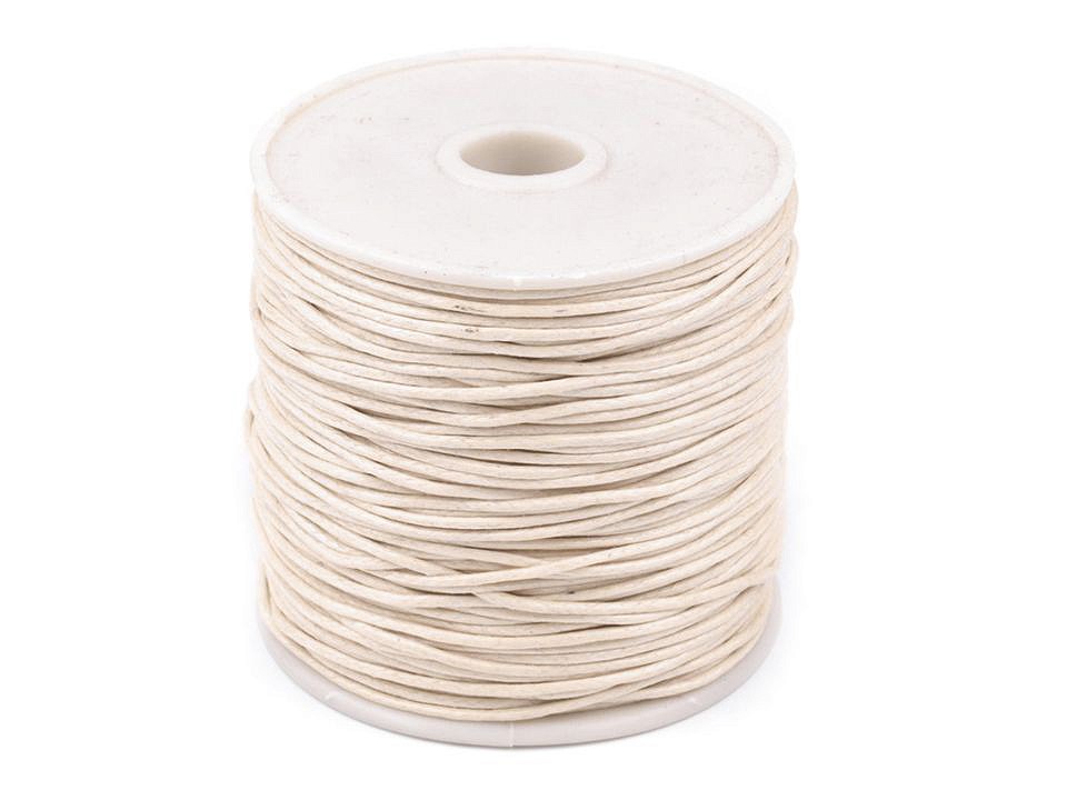 Baumwollschnur gewachst Ø1 mm (rolle ~ 20-30 m) - beige-weiß Baumwollschnur gewachst Ø1 mm (rolle ~ 20-30 m) - beige-weiß