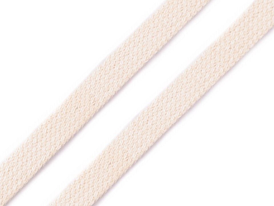 Baumwollkordel flach / Schlauchband Breite 12 mm (Meterware) - Naturfarbe hell Baumwollkordel flach / Schlauchband Breite 12 mm (Meterware) - Naturfarbe hell