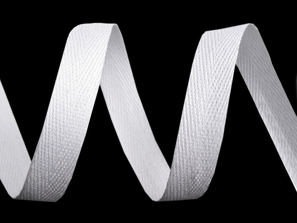 Heringbone-Baumwollband, 10 mm breit (50 m Rolle) - Weiß Heringbone-Baumwollband, 10 mm breit (50 m Rolle) - Weiß