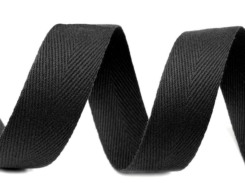 Heringbone-Baumwollband, 20 mm breit (50 m Rolle) - Schwarz Heringbone-Baumwollband, 20 mm breit (50 m Rolle) - Schwarz
