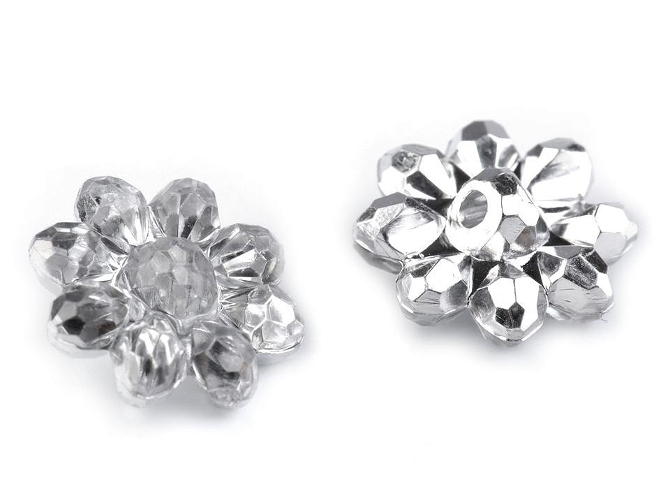 Knöpfe / Verzierung für Brautkleid geschliffene Blume, 15,2 mm, Crystal, 10 Stück Knöpfe / Verzierung für Brautkleid geschliffene Blume, 15,2 mm, Crystal, 10 Stück