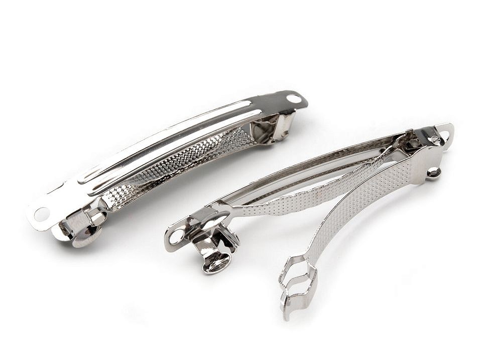 Haarspange französisch 6x60 mm Rohling, platine, 4 Stück