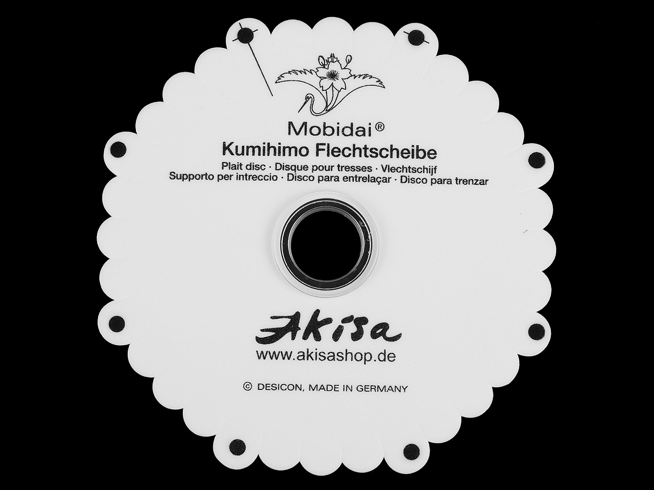 KUMIHIMO MOBIDAI Scheibe zum flechten, weiß KUMIHIMO MOBIDAI Scheibe zum flechten, weiß