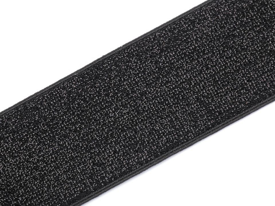 Elastischer Lat mit Lurex bei Meter, 48 mm - Schwarz Elastischer Lat mit Lurex bei Meter, 48 mm - Schwarz