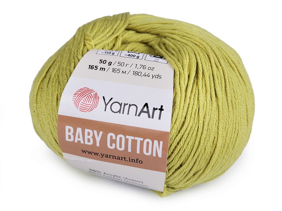 Strickgarn Baby Cotton 50 g - Hellgrün Strickgarn Baby Cotton 50 g - Hellgrün