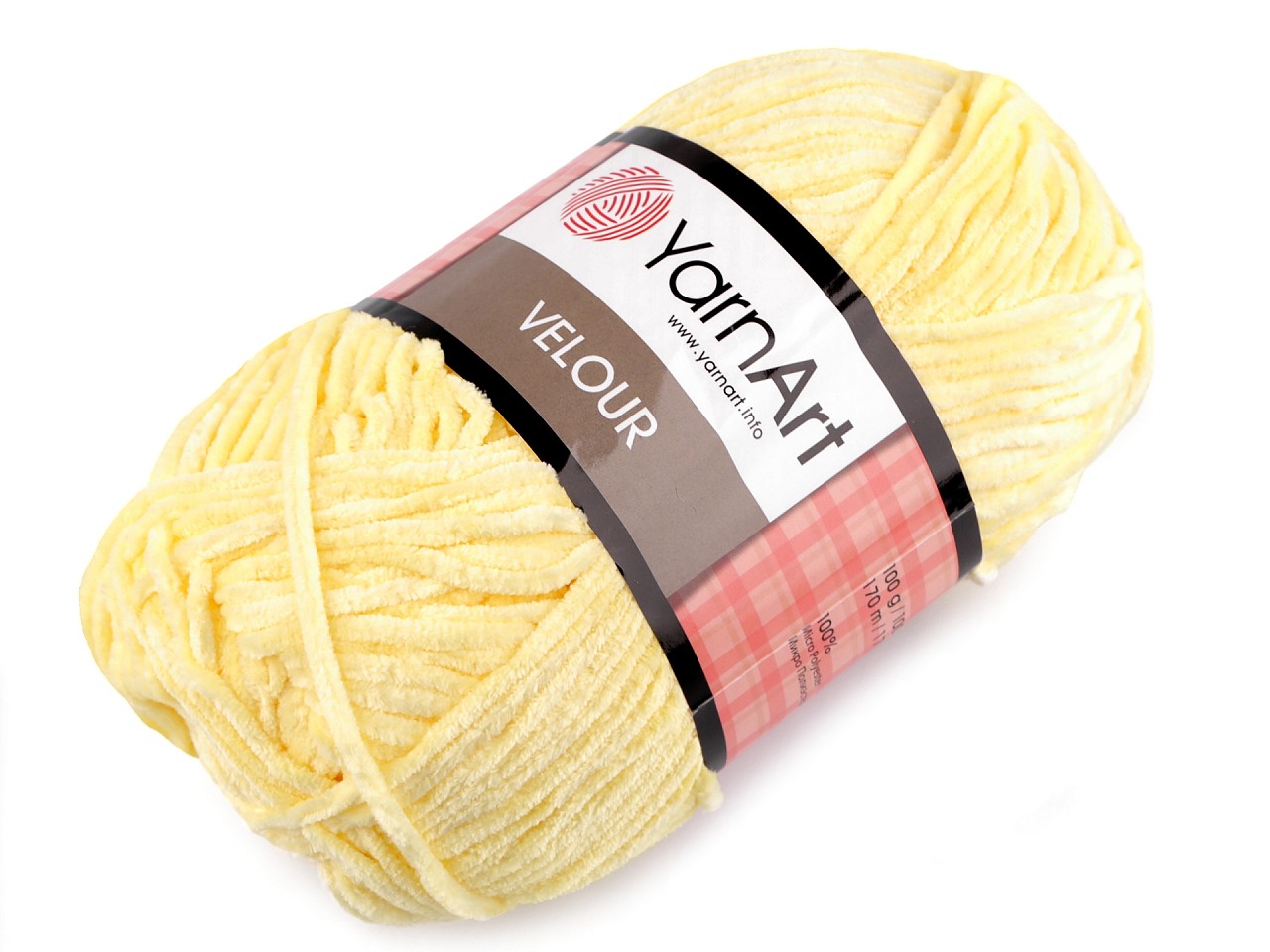 Strickgarn Chenille Velour 100 g, weiss-gelb Strickgarn Chenille Velour 100 g, weiss-gelb