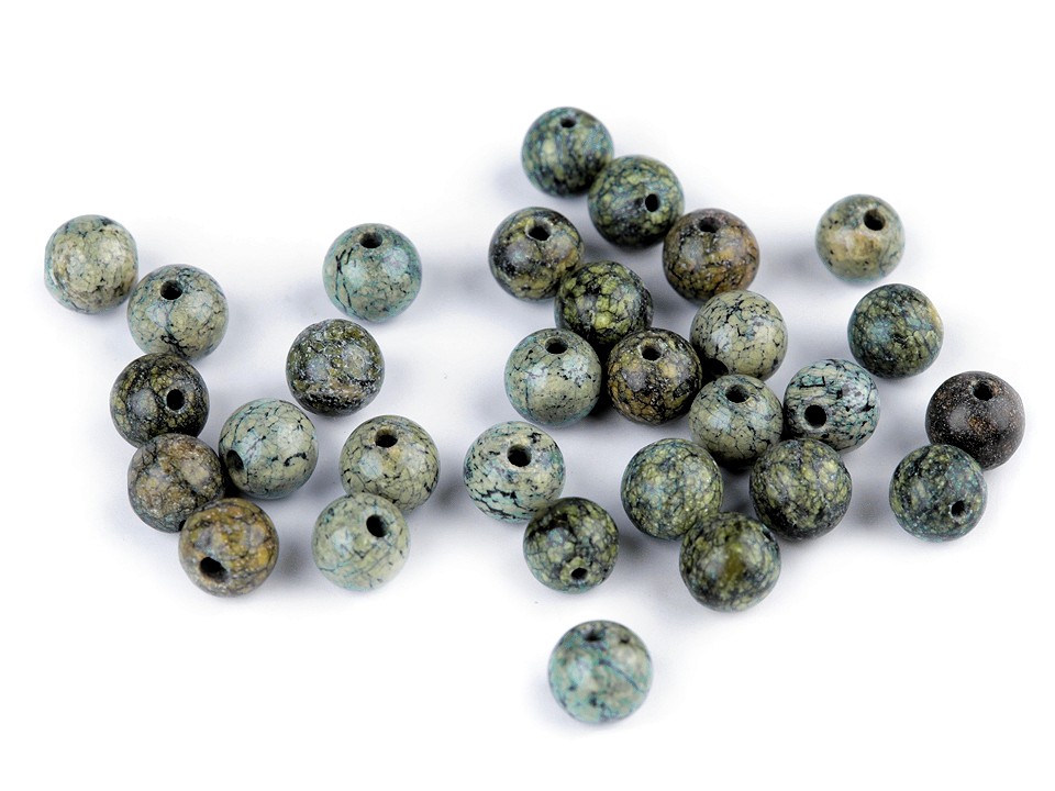 Mineralperlen Serpentin russisch grün Ø6 mm (Packung 10 Stück) Mineralperlen Serpentin russisch grün Ø6 mm (Packung 10 Stück)