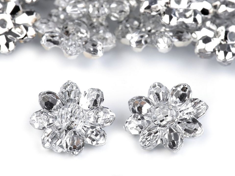 Knöpfe / Verzierung für Brautkleid geschliffene Blume, 15,2 mm, Crystal, 10 Stück Knöpfe / Verzierung für Brautkleid geschliffene Blume, 15,2 mm, Crystal, 10 Stück