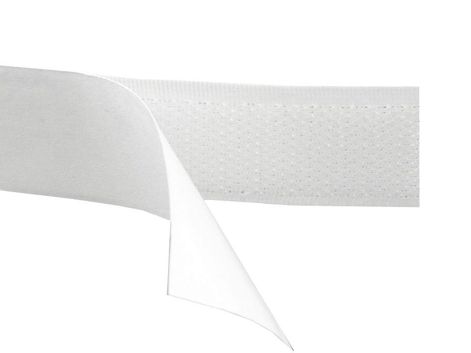 Klettverschluss Haken selbstklebend Breite 20 mm, White, 25 m