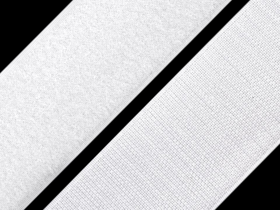 Klettverschluss Haken + Plüsch Breite 10 cm, White, meterware Klettverschluss Haken + Plüsch Breite 10 cm, White, meterware