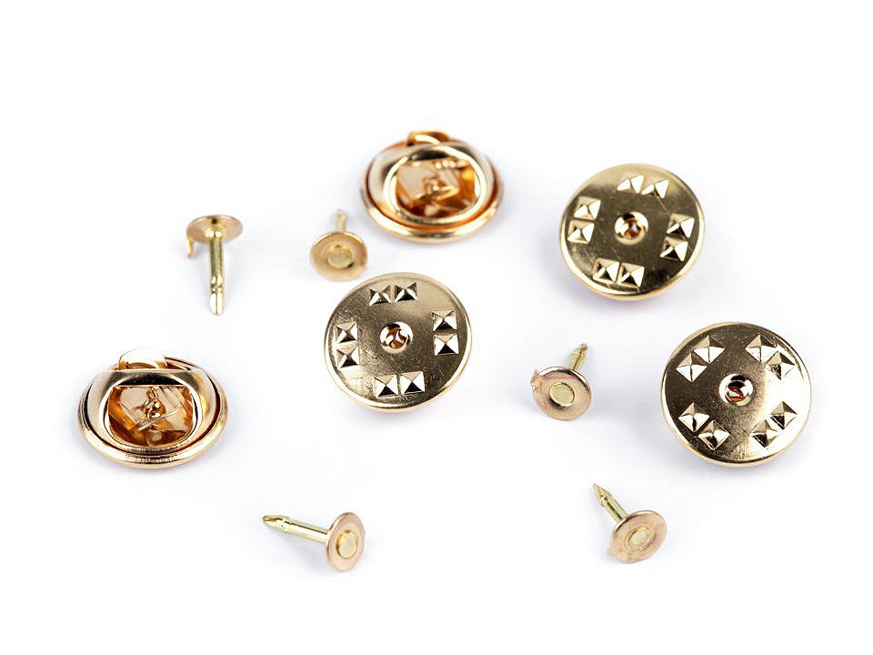 Befestigung für Abzeichen / Endstück für Abzeichen Ø11 mm, gold, 10 Paar Befestigung für Abzeichen / Endstück für Abzeichen Ø11 mm, gold, 10 Paar