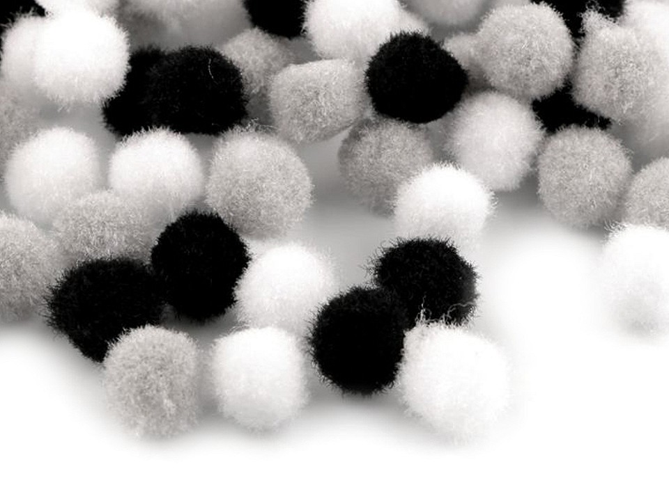 Bommel Farbenmix Ø10 mm, schwarz, 1 Tüte Bommel Farbenmix Ø10 mm, schwarz, 1 Tüte