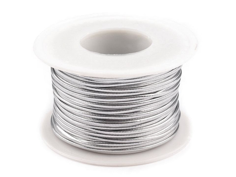 Schnur aus Kunstleder  1,5 mm, Silber, 25 m