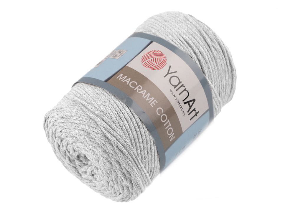 Stricken / Häkeln Baumwoll-Makramee, 250 g - Grau sehr offen Stricken / Häkeln Baumwoll-Makramee, 250 g - Grau sehr offen