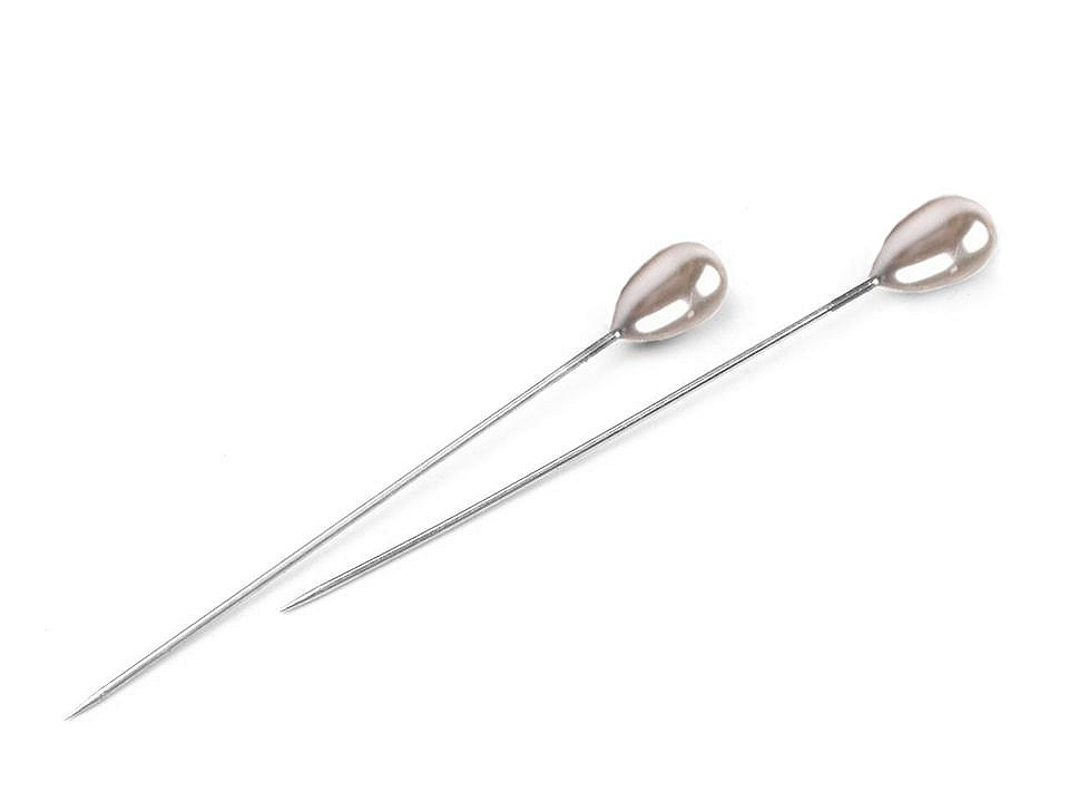 Dekorative stecknadeln 55 mm perlmutt-kopf - Perlmutt-weiß (1 Dosis)