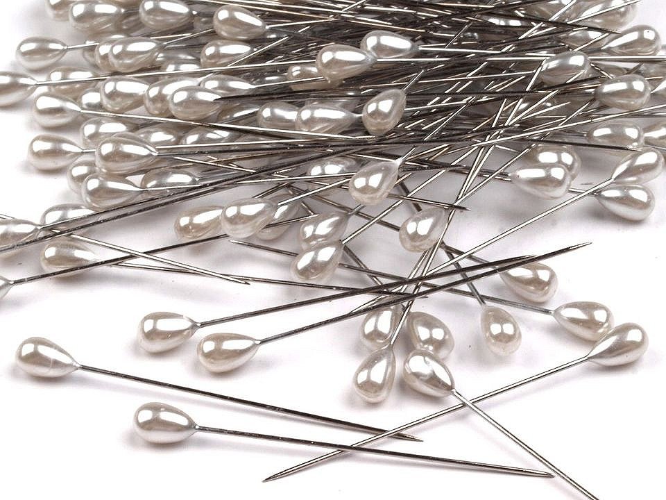 Dekorative stecknadeln 55 mm perlmutt-kopf - Perlmutt-weiß (1 Dosis)