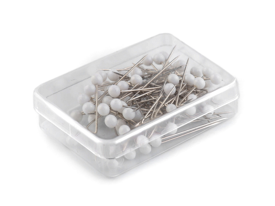 Stecknadeln länge 32 mm weiße kunststoffköpfe - Nickel (10 Dosen)