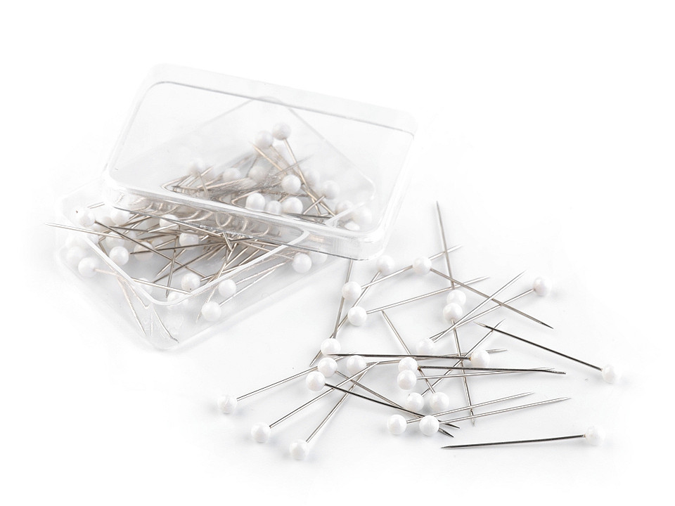 Stecknadeln länge 32 mm weiße kunststoffköpfe - Nickel (10 Dosen)