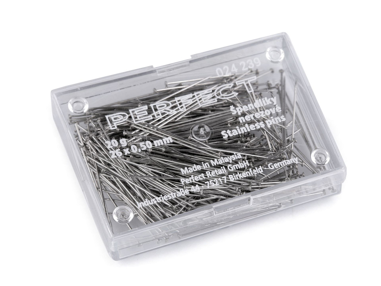 Ganzmetall stecknadel länge 26 mm edelstahl - Nickel (10 Dosen)