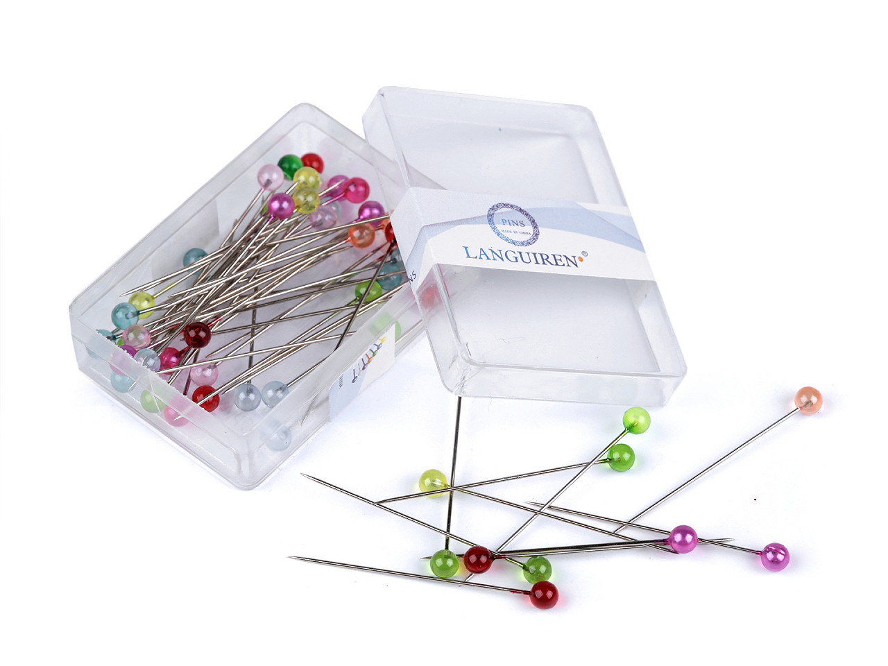 Stecknadeln mit transparentem kopf dekorativ länge 40 mm - Mix (1 Dosis)