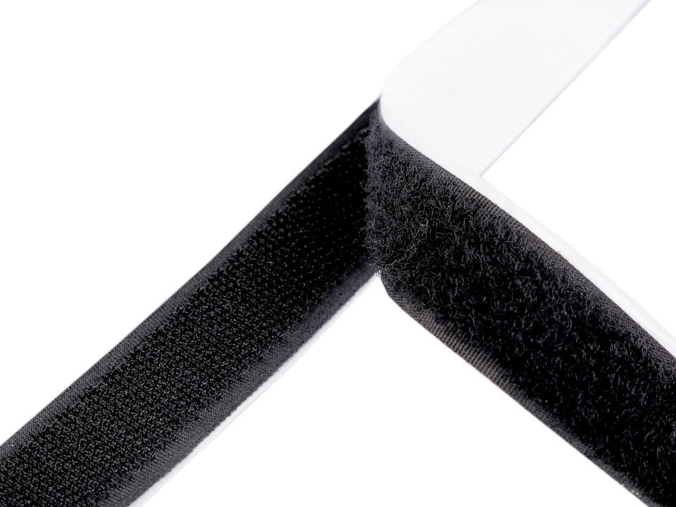 Klettverschluss haken + plüsch selbstklebend breite 20 mm - Schwarz (25 Meter)