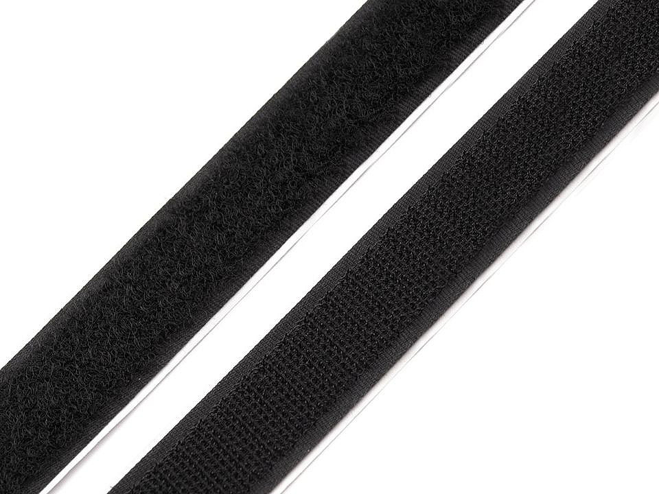 Klettverschluss haken + plüsch selbstklebend breite 20 mm - Schwarz (25 Meter)