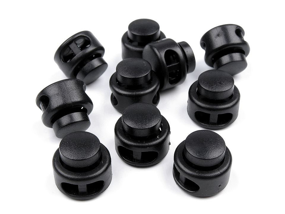 Kordelstopper mit zwei löchern 13 x 15 mm rund - Schwarz (10 Stücke)