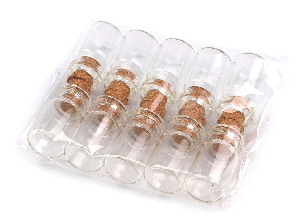 Glasfläschchen mit kork 13x25 mm - Transparent (300 Fläschchen)