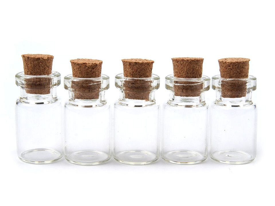 Glasfläschchen mit kork 13x25 mm - Transparent (300 Fläschchen)
