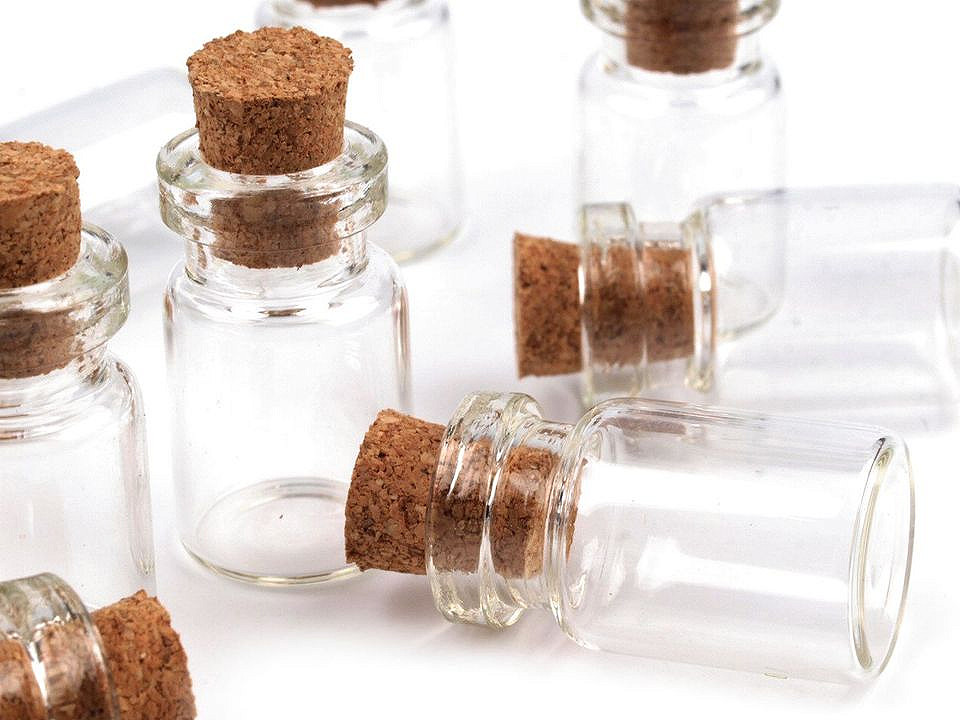 Glasfläschchen mit kork 13x25 mm - Transparent (300 Fläschchen)