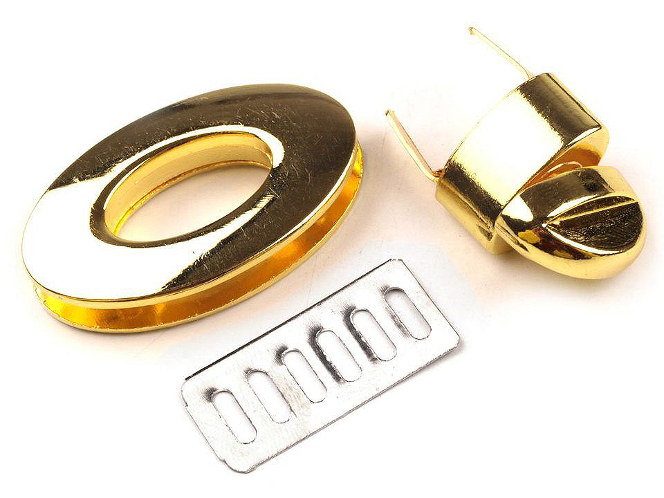 Taschenverschluss 23x37 mm drehbar - Gold klassisch (5 Sets)