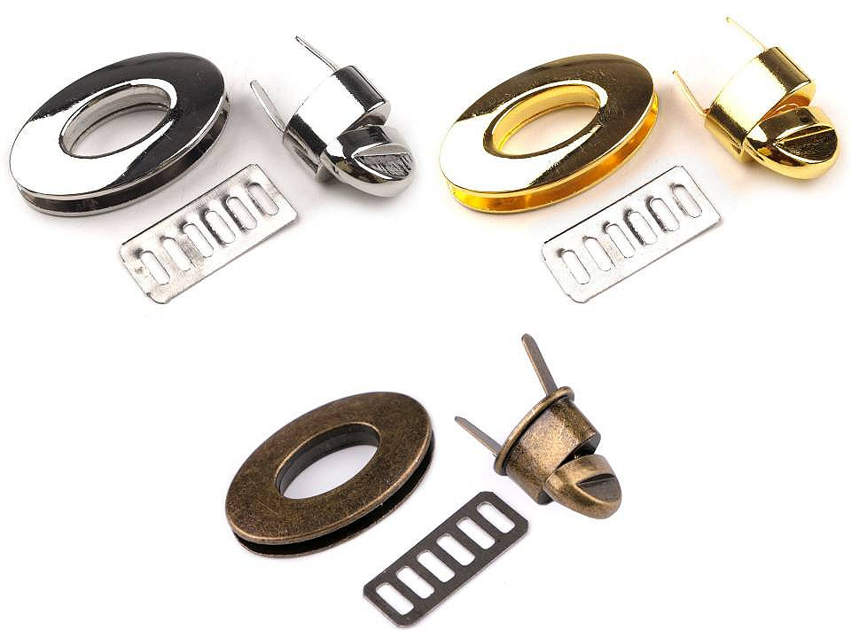 Taschenverschluss 23x37 mm drehbar - Gold klassisch (5 Sets)