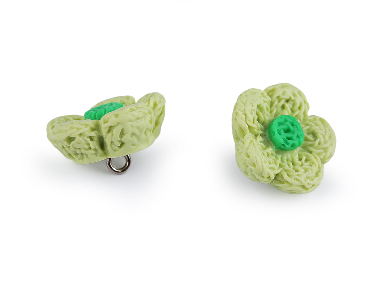 Knopf 3d-blume, häkelimitat, größe 28" - Hellblau (5 Stücke)