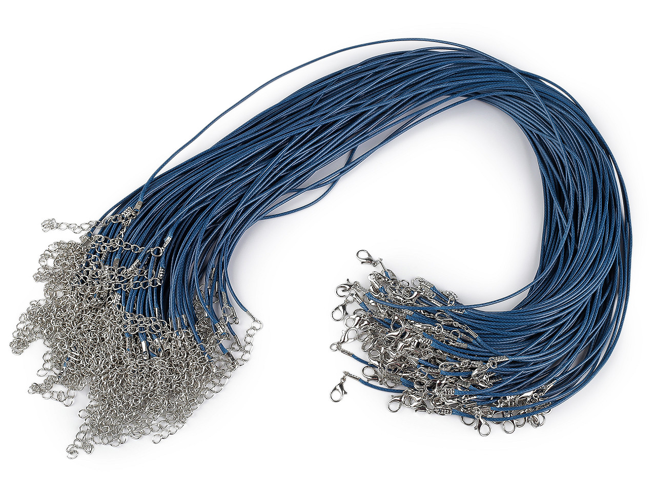 Halskette geflochten mit karabiner länge 45 cm - Blau (10 Stücke)